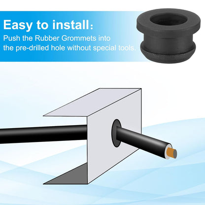 PATIKIL 12.5mm / 1/2 Inch Drill Hole,3/8 Inch ID Rubber Grommets, 12Pcs Top Hat Grommet for Wiring Eyelet Ring Gasket Automotive Firewall Cable Hole Plugs Wires Protection, Black