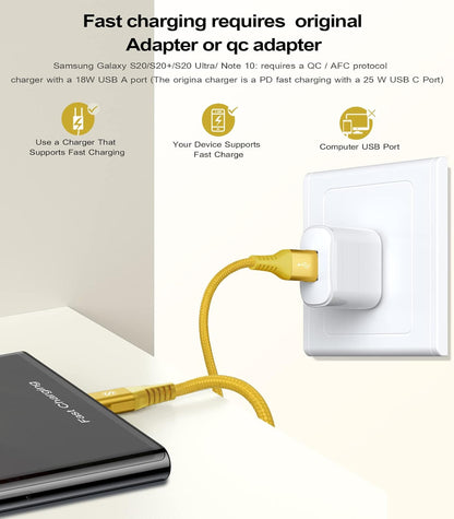 sweguard USB Type C Charger Cable [3-Pack,10ft+6.6ft+3.3ft] iPhone 16 Charger Nylon Braided Cord for iPhone 16 15 Pro Max Plus Samsung Galaxy S25 S24 S23 S22 S21 S20 S10 Note 20 10 A54 Pixel LG Moto