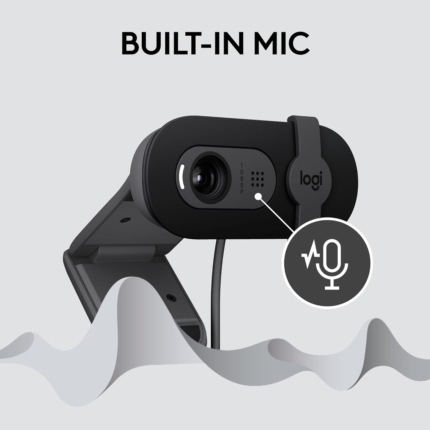 Logitech Brio 101 Full HD 1080p Webcam for Meetings, Streaming, Desktop, Laptop, PC - Built-in Mic, Shutter, USB-A, Teams, Zoom - Black