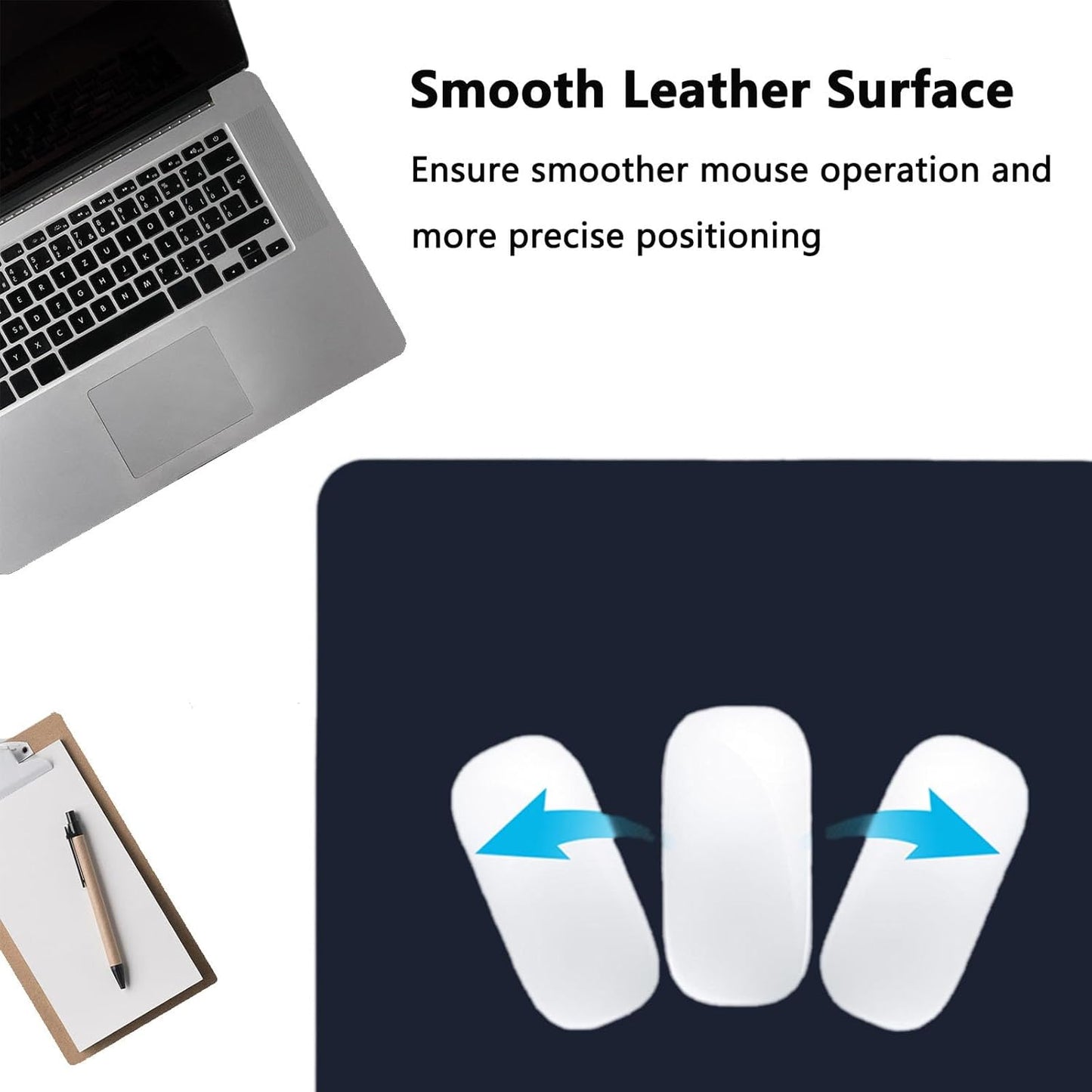 PU Leather Desk Pad Protector Gaming Mouse Pad Non Slip Desk Mat for Keyboard and Mouse Waterproof Desk Writing Pad for Office and Home Desk Accessories(Dark Blue, 23.6 * 11.8)