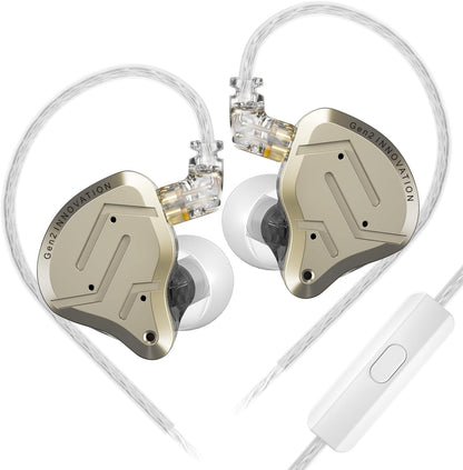 KZ ZSN Pro 2 in-Ear Monitors Headphones Metal Earphones 1BA+1DD Hybrid Technology HiFi Bass Clear Sound IEMs Noise Cancellation Earbuds Wired for Musicians Singer Audiophile(Yellow,with Mic)