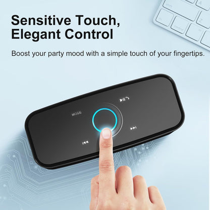 DOSS SoundBox Touch Wireless Bluetooth Speaker with 12W HD Sound and Bass, IPX5 Waterproof, 20H Playtime, Handsfree, for Office, Home, Outdoor, Travel-Upgraded