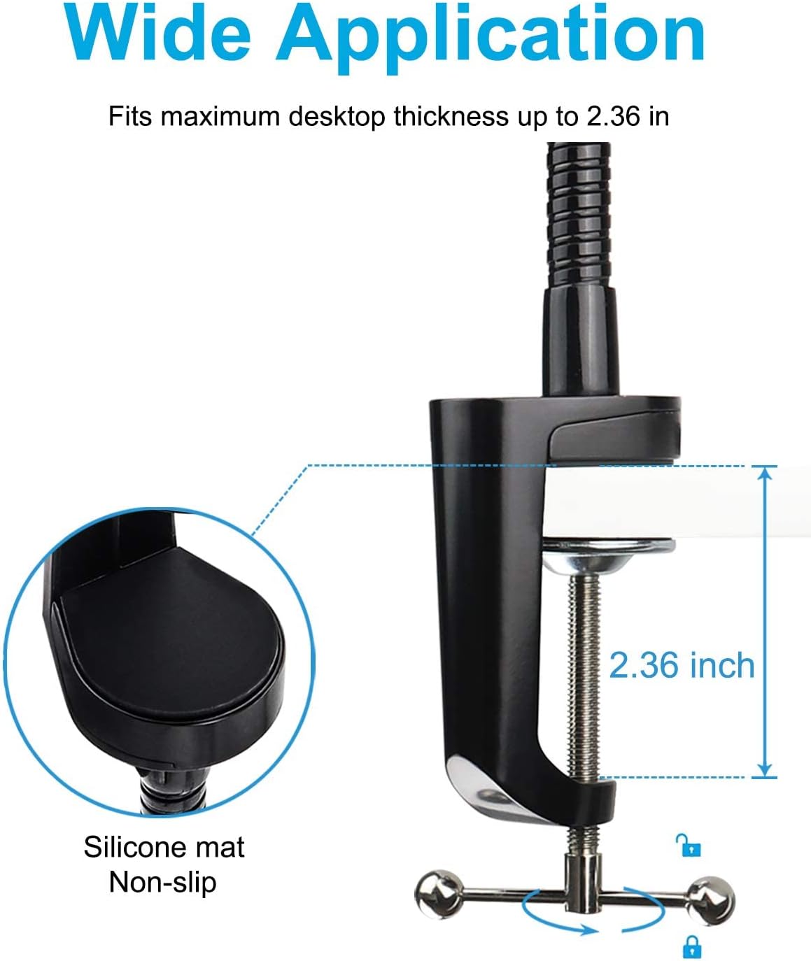 woleyi Gooseneck Tablet Holder Mount, Heavy Duty Desk/Bed Tablet Stand, Flexible Arm Clip for iPad Pro Air Mini, Galaxy Tab/Z Fold, Fire HD, Surface Pro/Go, Switch, iPhone and More 4.7-13" Devices