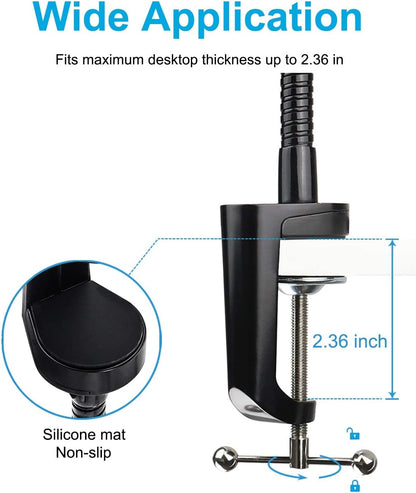 woleyi Gooseneck Tablet Holder Mount, Heavy Duty Desk/Bed Tablet Stand, Flexible Arm Clip for iPad Pro Air Mini, Galaxy Tab/Z Fold, Fire HD, Surface Pro/Go, Switch, iPhone and More 4.7-13" Devices