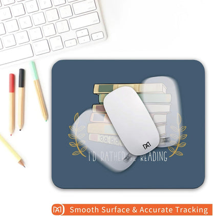 Square Mouse Pad Books, Personalized Premium-Textured Custom Mouse Mat Design, Washable Mousepad Cloth, Non-Slip Rubber Base Computer Mouse Pads for Wireless Mouse