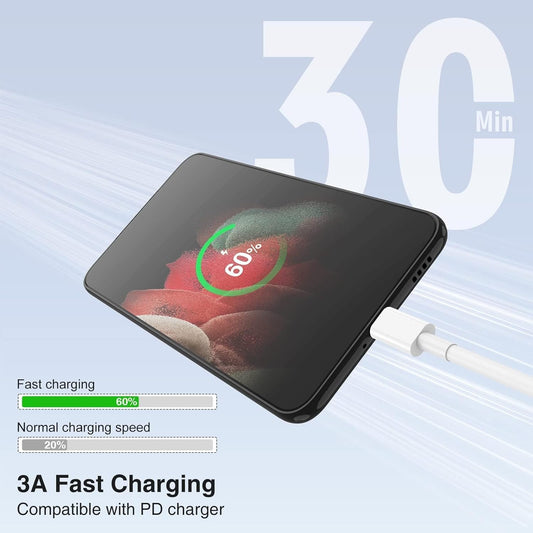 3-Pack [1FT+3.3FT+6.6FT] 60W USB C to USB C Cable, Type C Fast Charging Cable for iPhone 16 15 Pro Plus Pro Max，for Galaxy S24 S23, for iPad Pro/Air, for MacBook Pro/Air and More