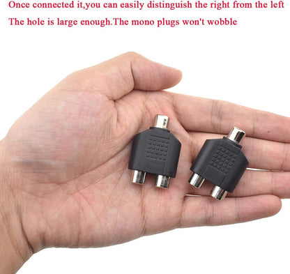 Hahiyo 3 RCA F-2x3.4 RCA F Stereo Plug Interconnect Audio One Male 3.4mm(1/8inch) Two Male 3mm(1/8inch) Adapter Splitter Good Signal Sound Snap Tight Not Wobble for Headphone Guitar Black 2pcs