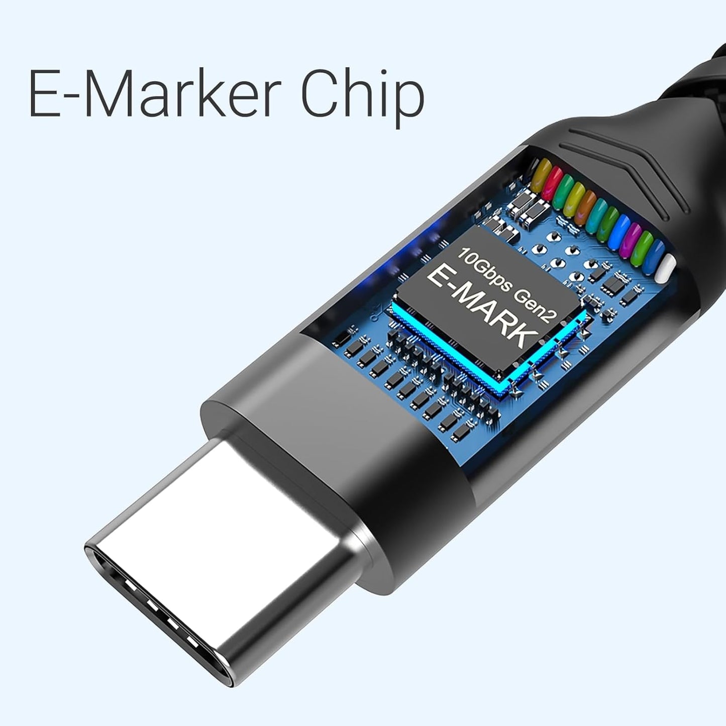 USB C 3.1 Data Cable 10FT 2 Packs, Right Angle 100W Gen 2 Fast Charging 10Gbps High Speed Transfer Cable, 4k 60hz Video Output PD Cord Compatible for Monitor Display, Thunderbolt 3, MacBook Pro