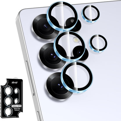 for Samsung Galaxy S25 Ultra Camera Lens Protector, Individual Metal Ring Tempered Glass Lens Cover, [Strong Adsorption] Scratch Resistant Ultra-Thin HD Clear Lens Cover, 1 Set-Blue Ring