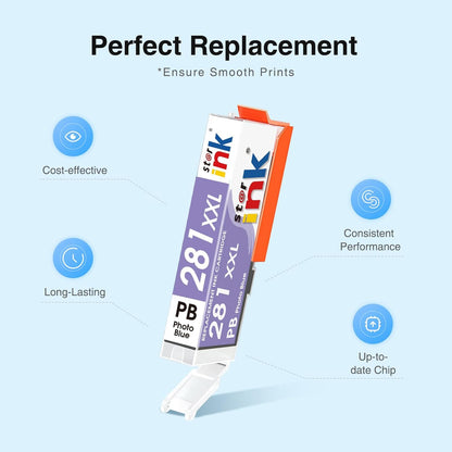 PGI-280XXL CLI-281XXL Replacement for Canon 280 and 281 Ink Cartridges Compatible for Canon TR8620a Ink Cartridges Work for TS9120 TS8120 TS8220 TS8320 TR8620 TR8520 (PGBK,BK,C,M,Y,PB) 6 Color Pack