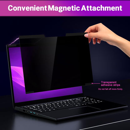 PYS Magnetic Laptop Privacy Screen 16 Inch 16:10 Ratio - Computer Monitor Screen Privacy Shield, Anti-Glare Blue Light Filter, Detachable Privacy Screen Protector for Lenovo, Hp Envy, Dell