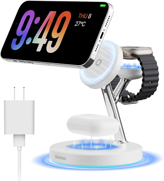 2025 3 in 1 Charging Station Compatible with Magsafe Charger Wireless Charger Stand for iPhone 16 15 14 13 12 Series Wireless Charging Station for AirPods Wireless Charging Stand for iWatch Series