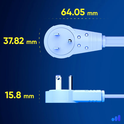 Maximm Cable 50 Ft 360° Rotating Flat Plug Extension Cord, 16/3 AWG Multi 3 Outlet 3-Prong Grounded Wire- White - UL Certified
