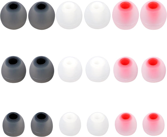 Silicone Replacement Earbud Tips - Fit Most In-Ear Earbuds (Inner Hole 3.8mm - 5.1mm) - 9 Pairs S M L