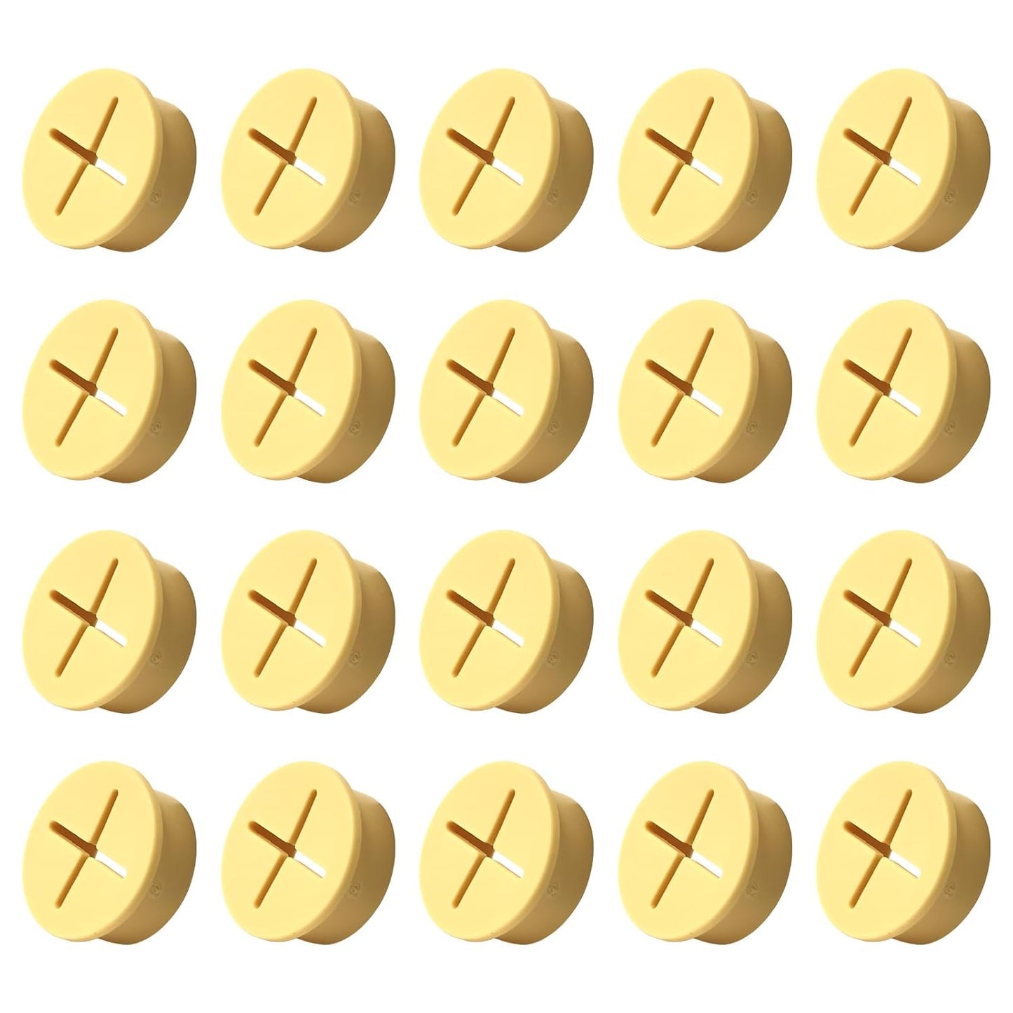 20Pcs Desk Grommet, 3/4" (20mm) Yellow Silicone Cord Hole Cover, Flexible Rubber Wire Grommets, Wall Grommets for Cables Management, Table, Countertop, Cabinets and Furnitures Wire Organizer