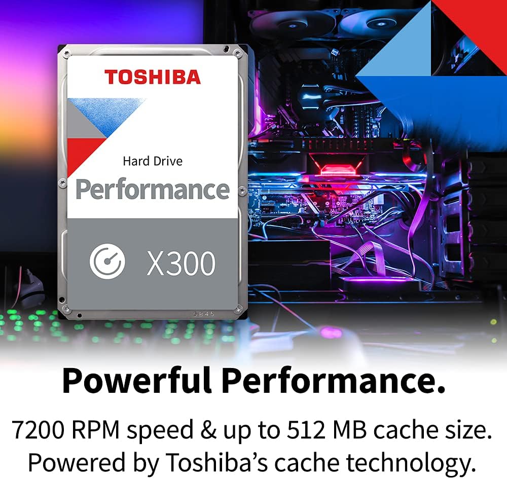 Toshiba X300 16TB Performance & Gaming 3.5-Inch Internal Hard Drive – CMR SATA 6 GB/s 7200 RPM 512 MB Cache - HDWR51GXZSTA