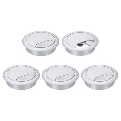 uxcell 5 Pcs 60mm (2.36 Inch) Desk Grommet, Plastic Cable Hole Cover, Wire Cord Cable Organizer for Home Office Computer Desk Cabinet, Silver