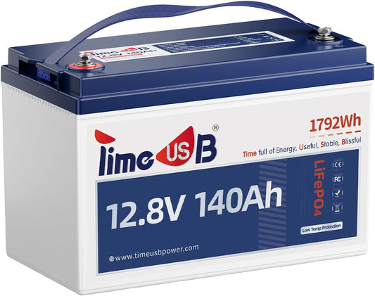 12.8V 140Ah Lithium Battery, LiFePO4 Battery with Low-Temp Protection, Built-in 100A BMS, 10 Years Lifespan, for RV, Solar, Trolling Motor, Marine, Travel Trailer, Energy Storage, Off Grid