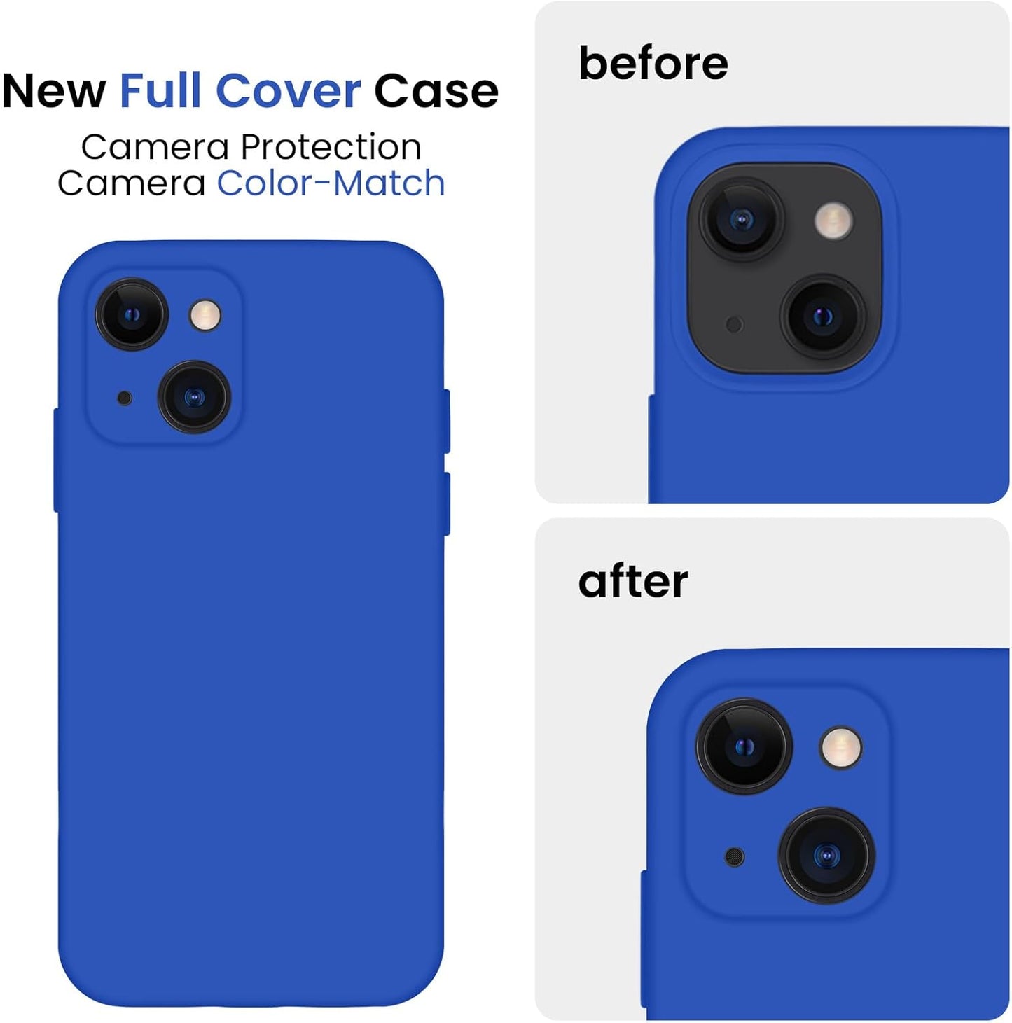 FireNova Designed for iPhone 13 Case, Silicone Upgraded [Camera Protection] Phone Case with [2 Screen Protectors], Soft Anti-Scratch Microfiber Lining Inside, 6.1 inch, Klein Blue