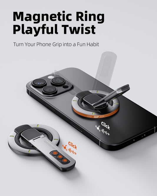 TODI for MagSafe Phone Grip Stand, 3-in-1 Magnetic Finger Ring Holder with Double-Sided Magnet, Fidget Toy Design, Magnetic Phone Stand for iPhone 16/15/14/13/12 Series