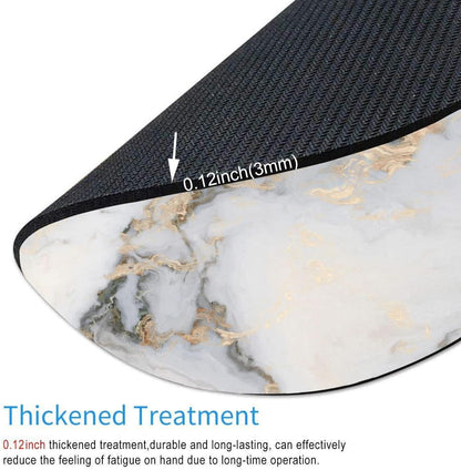 Mouse Pad, White Gold Marble Customized Premium-Textured Round Mouse Pad, Washable Mousepads with Lycra Cloth, Non-Slip Rubber Base Computer Mouse Pads for Wireless Mouse