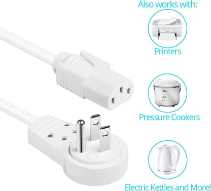 Maximm Monitor Computer Power Cord 10 Ft Flat Plug 360° Rotating PC Cable 3 Prong for, Desktop, Printer, Scanner, 16 AWG NEMA 5-15P to IEC13 - UL Certified