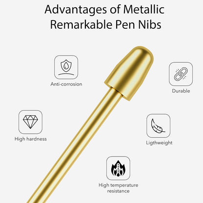 for Remarkable 2 Pen Tips,AHBTEYM Metal Tips,Replacement Nibs Refill Accessories for Remarkable 1/2 Stylus/Marker Plus/Scribe Pen-12Pcs(Gold/Sirvel)
