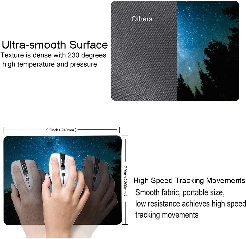 Milky Way Rises Over The Pine Trees Mouse Pad, Nature Mouse Pad, Custom Gaming Mouse Pads Non-Slip Rubber MousePads for Computers Laptop Office