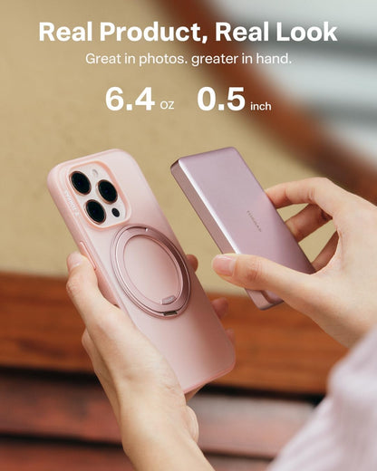 TORRAS MiniMag Power Bank,Ultra-Slim 10,000mAh Magnetic Wireless Portable Charger, 22.5W Fast Charging iPhone Air Magnetic Battery Pack Designed for iPhone 17 Pro Max/17 Pro/Air/16/15/14/13/12, Pink