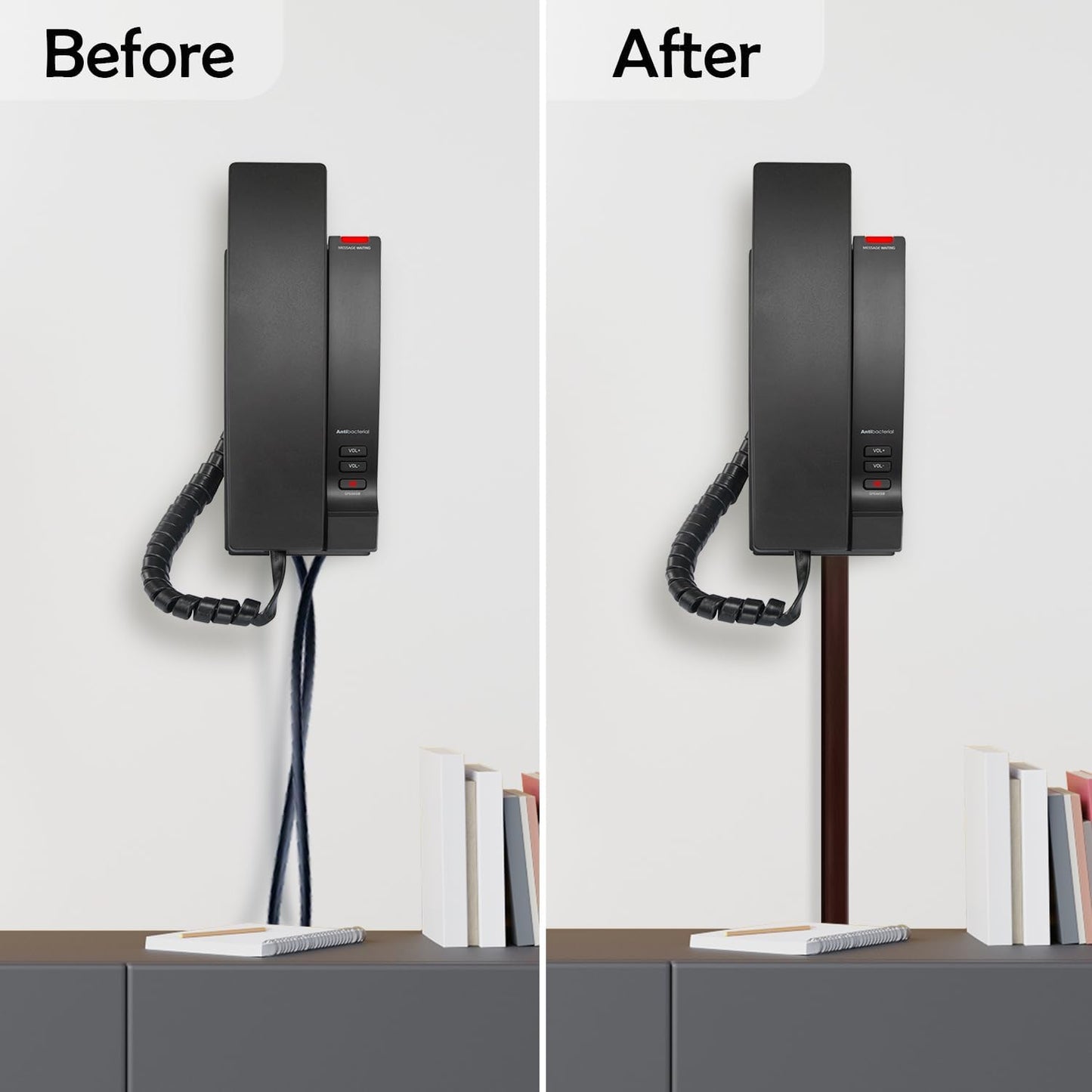 Rubber Bond TV Cord Hider Cable Protector - Strong Self Adhesive Wall Cord Cover Cable Hider - Low Profile Cable Management Wall Cord Concealer Cable Raceway (Dark Brown, 10 Feet)