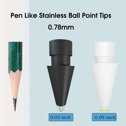 4 Pcs Upgraded (Pen Like) Pencil Tips fits for Apple 2nd Gen iPad Pro Pencil,0.78mm No Wear Out Fine Point Precise Control Apple Pen Tip,Longer Tips High Strength Material, White & Black