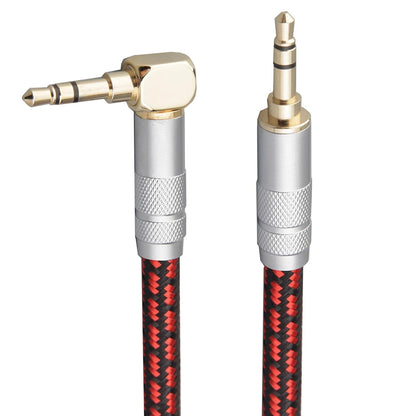 Audiophile High Purity Copper Aux Audio Cable 3.5mm Male to 3.5mm Male Audio Auxiliary Cord Gold-Plated Stereo HiFi Adapter Cable (Straight to Right Angle, 9.8ft/3m)