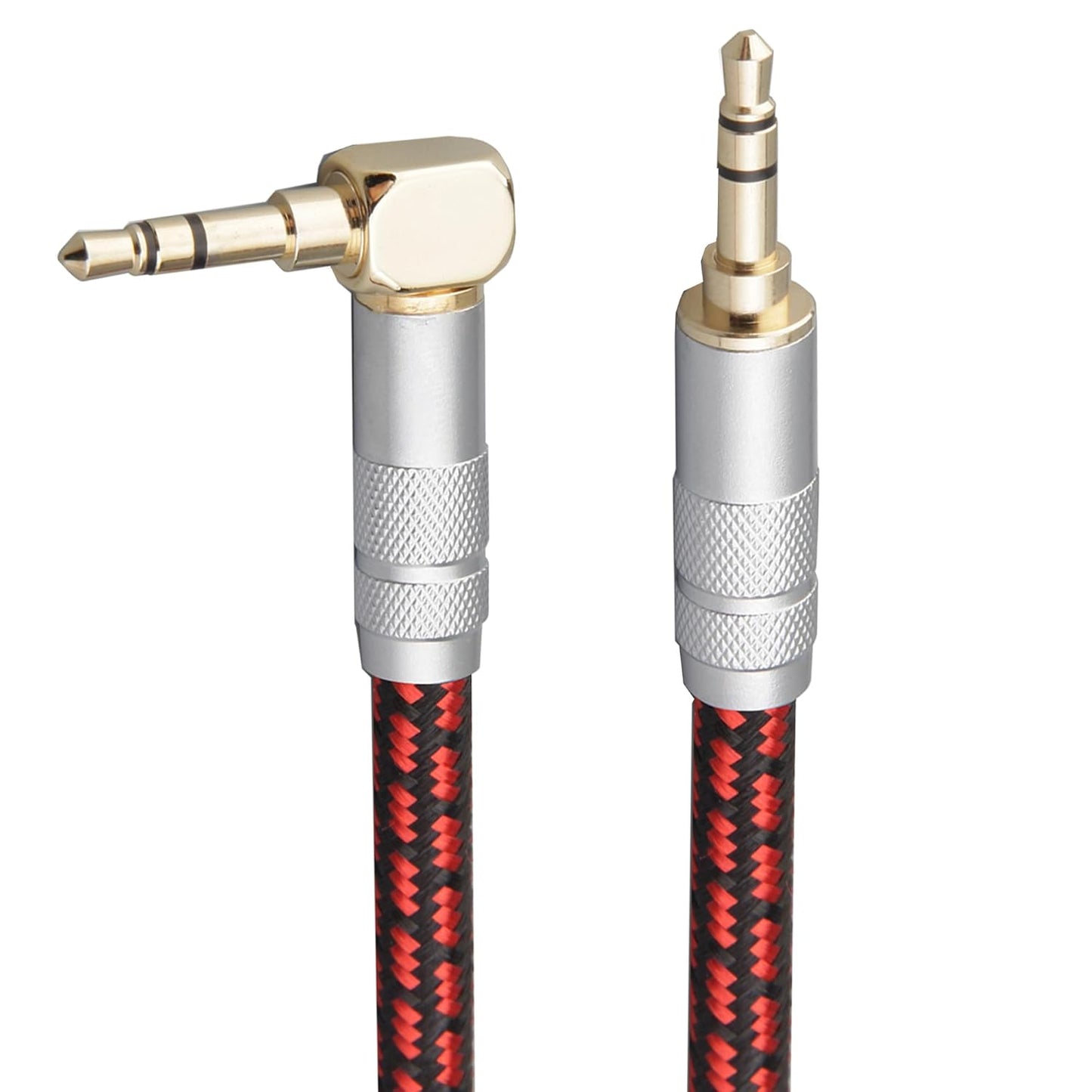 Audiophile High Purity Copper Aux Audio Cable 3.5mm Male to 3.5mm Male Audio Auxiliary Cord Gold-Plated Stereo HiFi Adapter Cable (Straight to Right Angle, 3.2ft/1m)