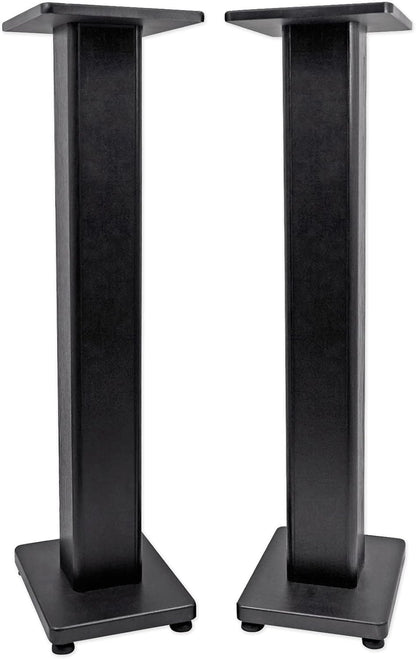 Rockville Pair RHT28 28 Inch Bookshelf Speaker Stands, 60 lbs Capacity, Surround Sound Home Theater, Premium Wood, Dual Top Plates, Sand-Fillable, for Audiophiles and Studio Monitors