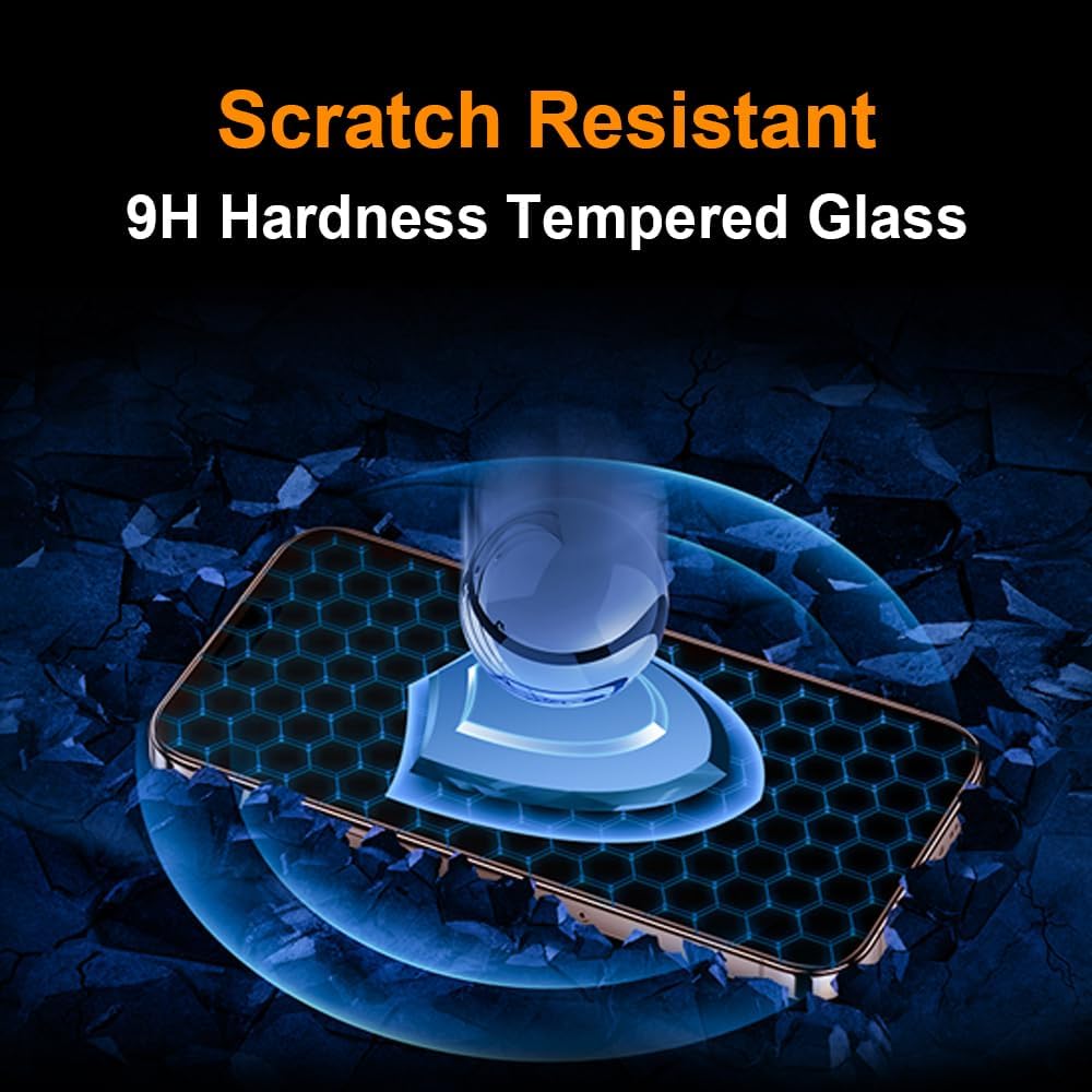 OneFish Screen Protector Glass for iPhone 14 Pro Max/ 15 Plus, 9H Glass Scratch Resistant, Dynamic Island Compatible, HD Clarity Tempered Film with Installation Frame, Easy Installation, 2Pack.