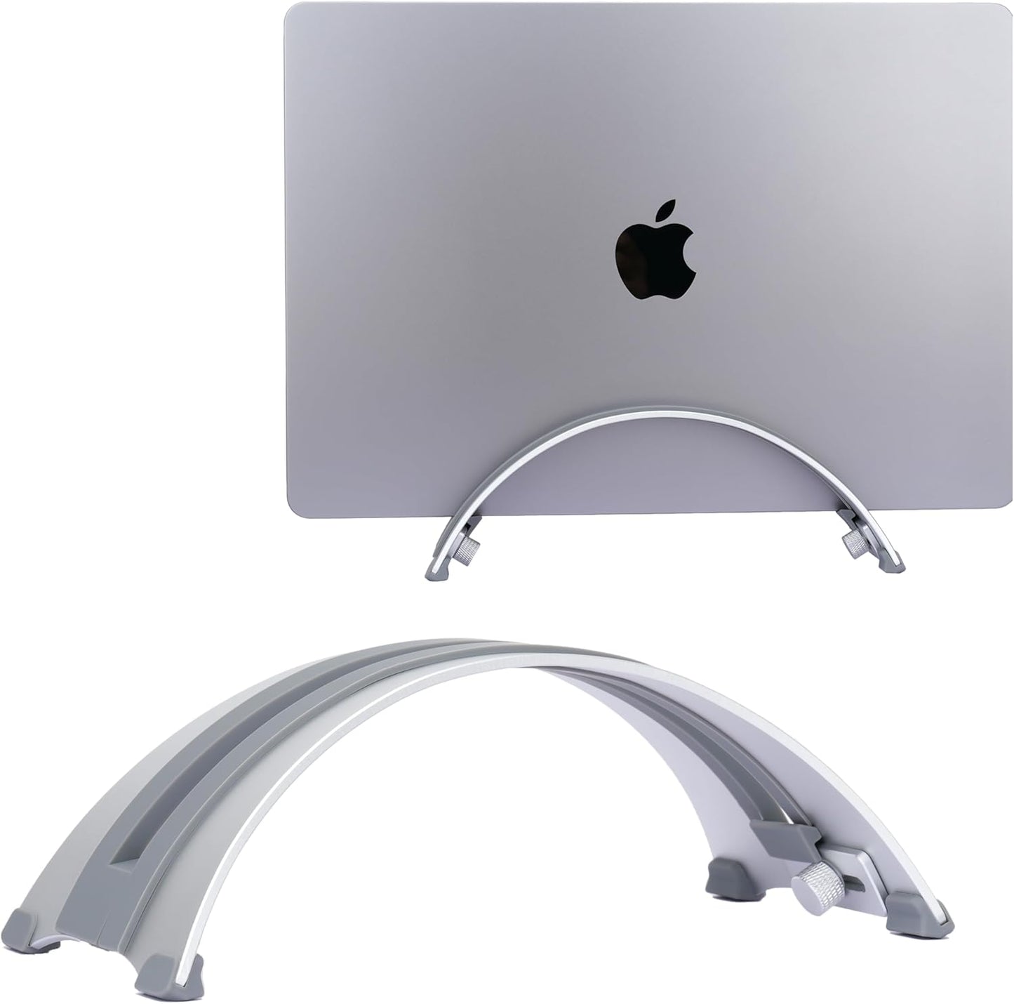 Adjustable Vertical Laptop Stand - 6061 Aluminum, CNC Precision, Anodized Finish, Fits All Laptops Including 17-inch, Ventilated Design, Anti-Slip Silicone Pads, ARC Shaped Stands