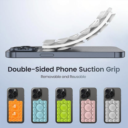 ZYCCER Double Sided Silicone Suction Phone Holder Mount,Compatible with iPhone and Android Cases Hands-Free Mirror Shower Phone Mount Strong Grip Holder (White, Double Sided 2PCS)