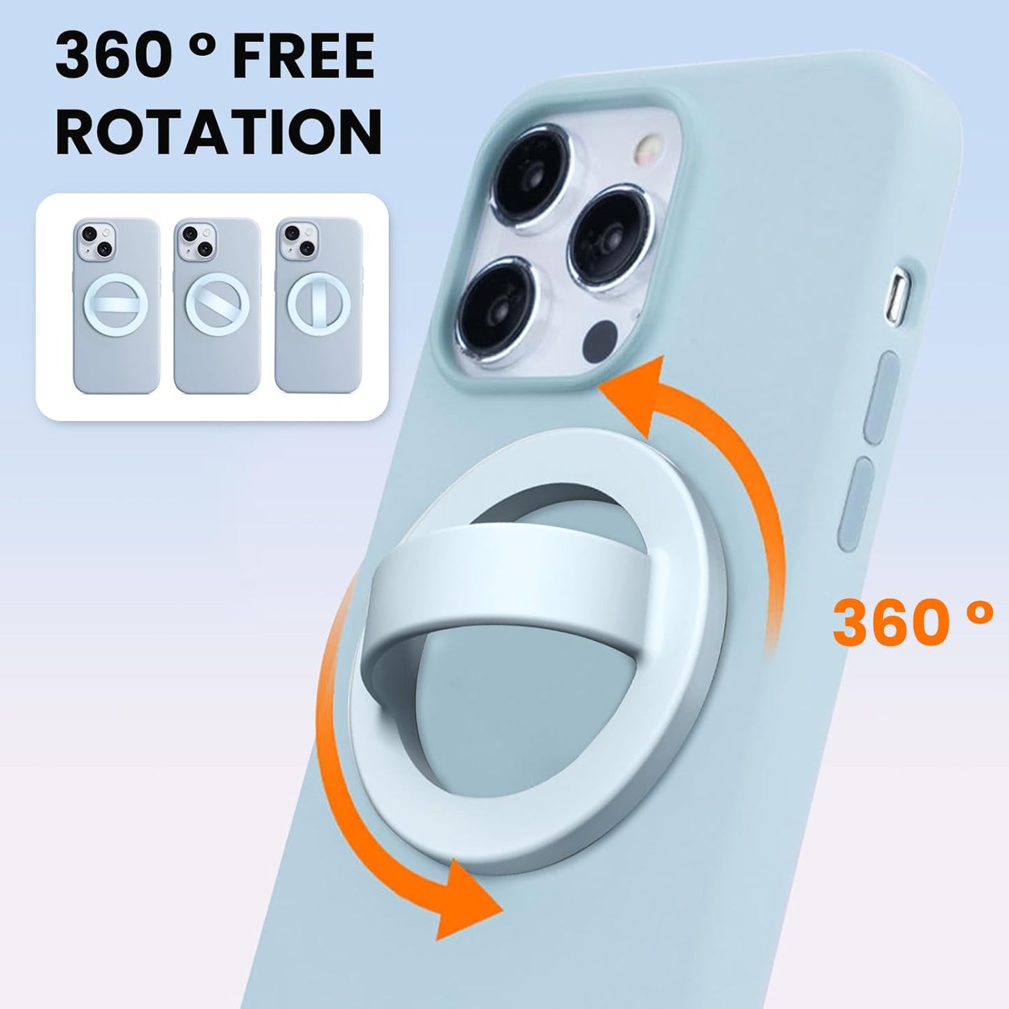 Magnetic Silicone Ring Grip Phone Holder, Loop Grip Phone Holder,Magnetic Phone Loop,Magsafe Phone Grip,Compatible with Magsafe for iPhone 16/15/14/13/12 Series (Blue)