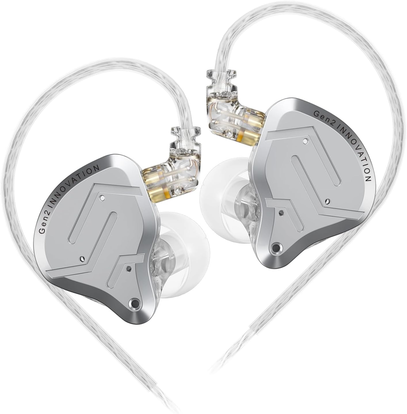 KZ ZSN Pro 2 in-Ear Monitors Headphones Metal Earphones 1BA+1DD Hybrid Technology HiFi Bass Clear Sound IEMs Noise Cancellation Earbuds Wired for Musicians Singer Audiophile(Silver,No Mic)