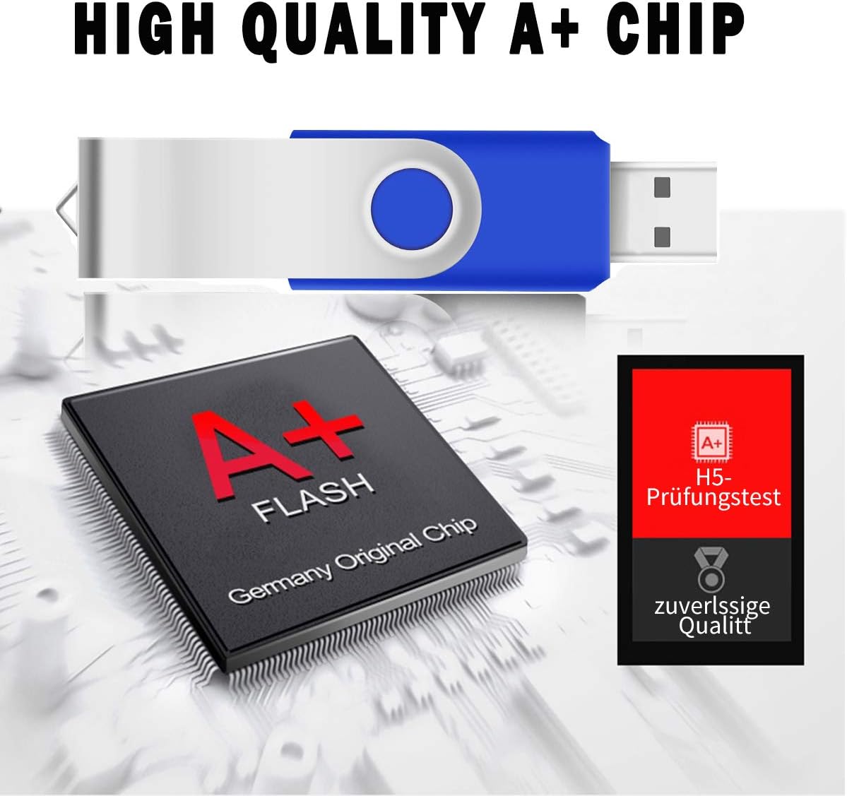 8GB USB Bulk Flash Drives 100 Pack, EASTBULL USB 2.0 Flash Drive Bulk Thumb Drive Pack Memory Stick Swivel Pen Drives (Blue)