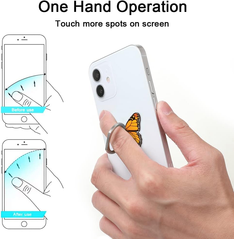 Bonoma Cute Butterflies Phone Ring Holder, 3 Pack Universal Finger Ring Stand Grip Kickstand Ring, 360° Rotation Universal Stylish Stand Compatible with All Smartphones
