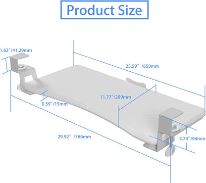 suptek Keyboard Tray Under Desk Pull Out with C Clamp Mount, Computer Keyboard & Mouse Tray, 25.6 (30 Including Clamps) x 11.8 inch Slide-Out Platform Computer Drawer for Typing, Carbon White, DSF1DJW