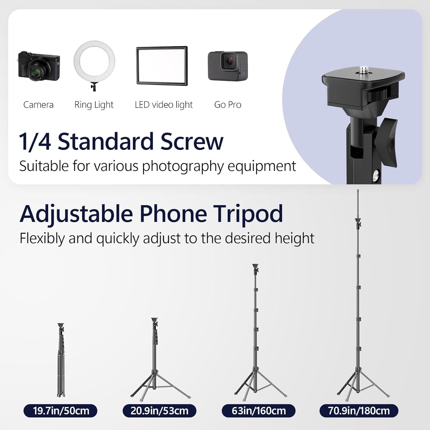 EMART 70" Flexible Phone Tripod for iPhone, Overhead Cellphone Holder &Camera Stand with Gooseneck and Remote, Selfie Stick for Video Recording, Live Streaming, Cooking, Vlogging, Fitness