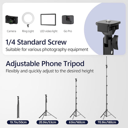 EMART 70" Flexible Phone Tripod for iPhone, Overhead Cellphone Holder &Camera Stand with Gooseneck and Remote, Selfie Stick for Video Recording, Live Streaming, Cooking, Vlogging, Fitness
