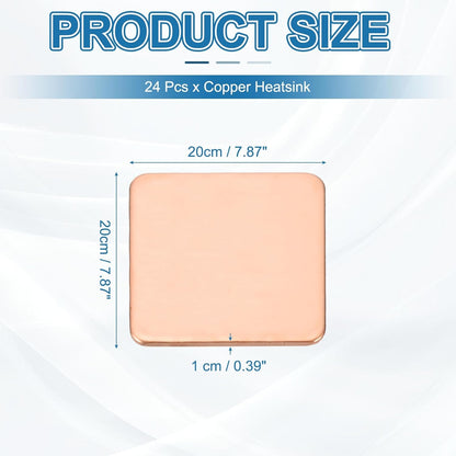 PATIKIL Copper Heatsink Pad Shims, 24 Pcs 20x20x1mm Copper Pad Shim IC Chipset GPU CPU Thermal Heatsink for Cooling Laptop Desktop Computer