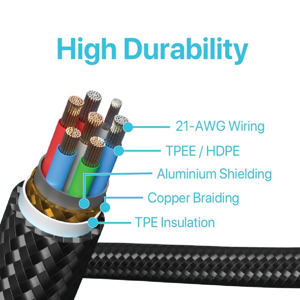 BLACK+DECKER Lightning to USB Cable - Fast Compatible iPhone Lightning Cable - Durable Braided iPhone Charger Cord - for Travel and Daily Use - Multiple Color + Length Options - 9ft