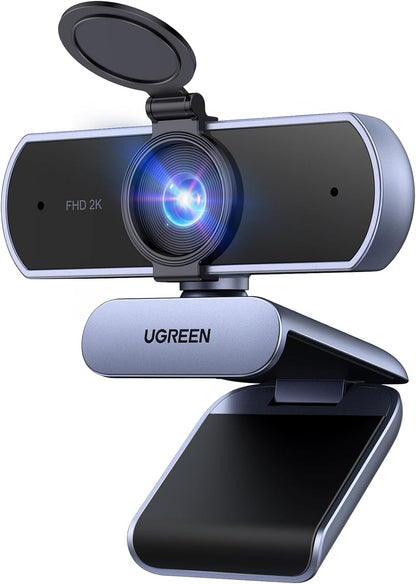 UGREEN 2K Webcam for PC Ultra HD 1080P Computer Webcam with Microphone, PC Camera with Privacy Cover, USB Web Camera for Streaming, Conference, Video Calling, Zoom, Skype, Teams, FaceTime, Grey