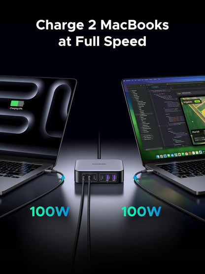 UGREEN 200W USB C Charger, Nexode 6-Port GaN Desktop Charger, USB C Charging Station for MacBook Pro/Air, iPad Pro/Air, iPhone 16/15/14, Galaxy S24 Ultra, Steam Deck