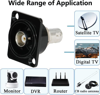 PENGLIN BNC Panel Mount Connector, D-Type BNC Pass-Through Connector, BNC Female to Female Chassis Socket for Surveillance Video Custom Communication