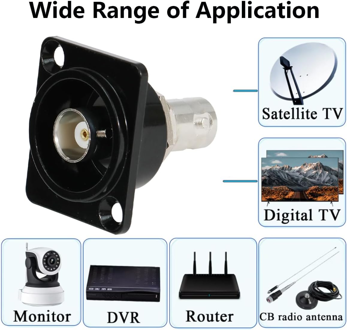 PENGLIN 5PCS BNC D Series Panel-Mount Connector, Coaxial BNC Female to Female Extension Coupler for CCTV Security Camera System